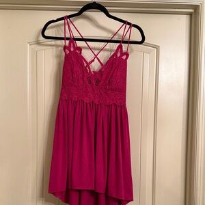 Zenana Outfitters Fuchsia Lace Dress/Tunic